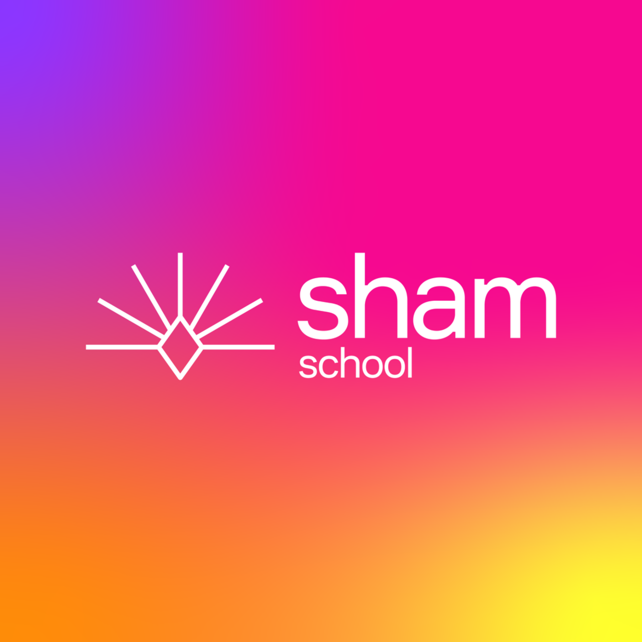 Логотип Sham School на ярком градиенте